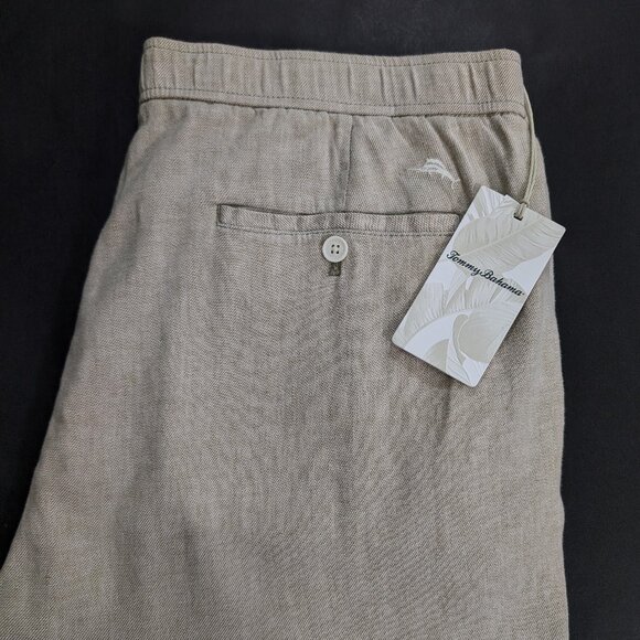 Tommy Bahama Beach Coast Linen Full Elastic Pants Khaki Size 2XL x 32 38x32